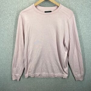 Nordstrom‎ Merino Wool Blend Sweater Men M Pink Lightweight Crew Neck EUC